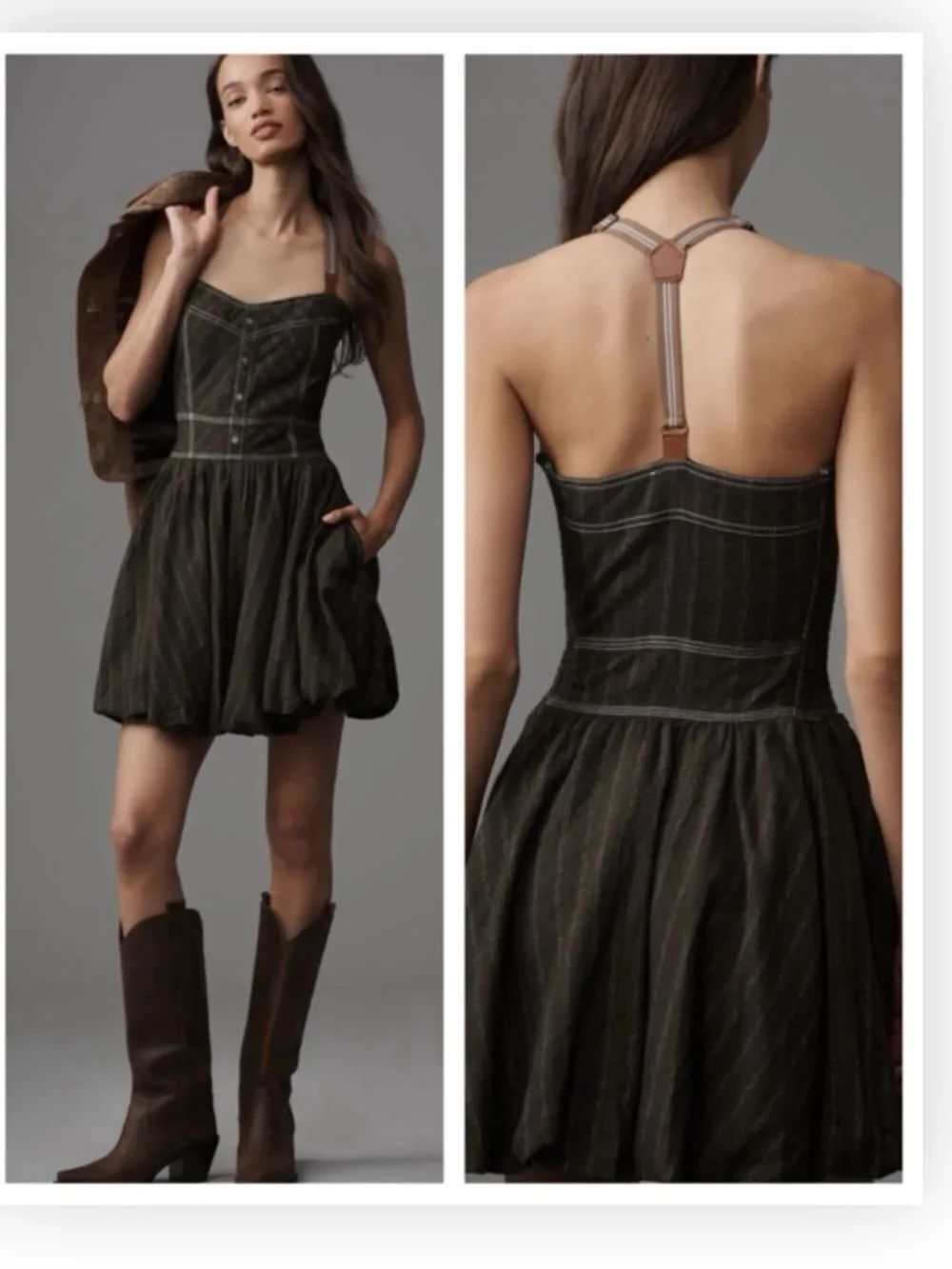Anthropologie Pilcro Halter Sweetheart Bubble Mini Dress $178